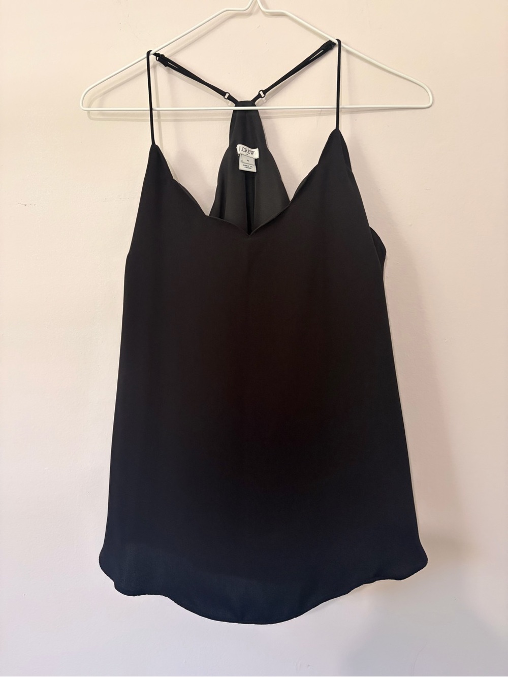 J. Crew Black Scalloped Camisole